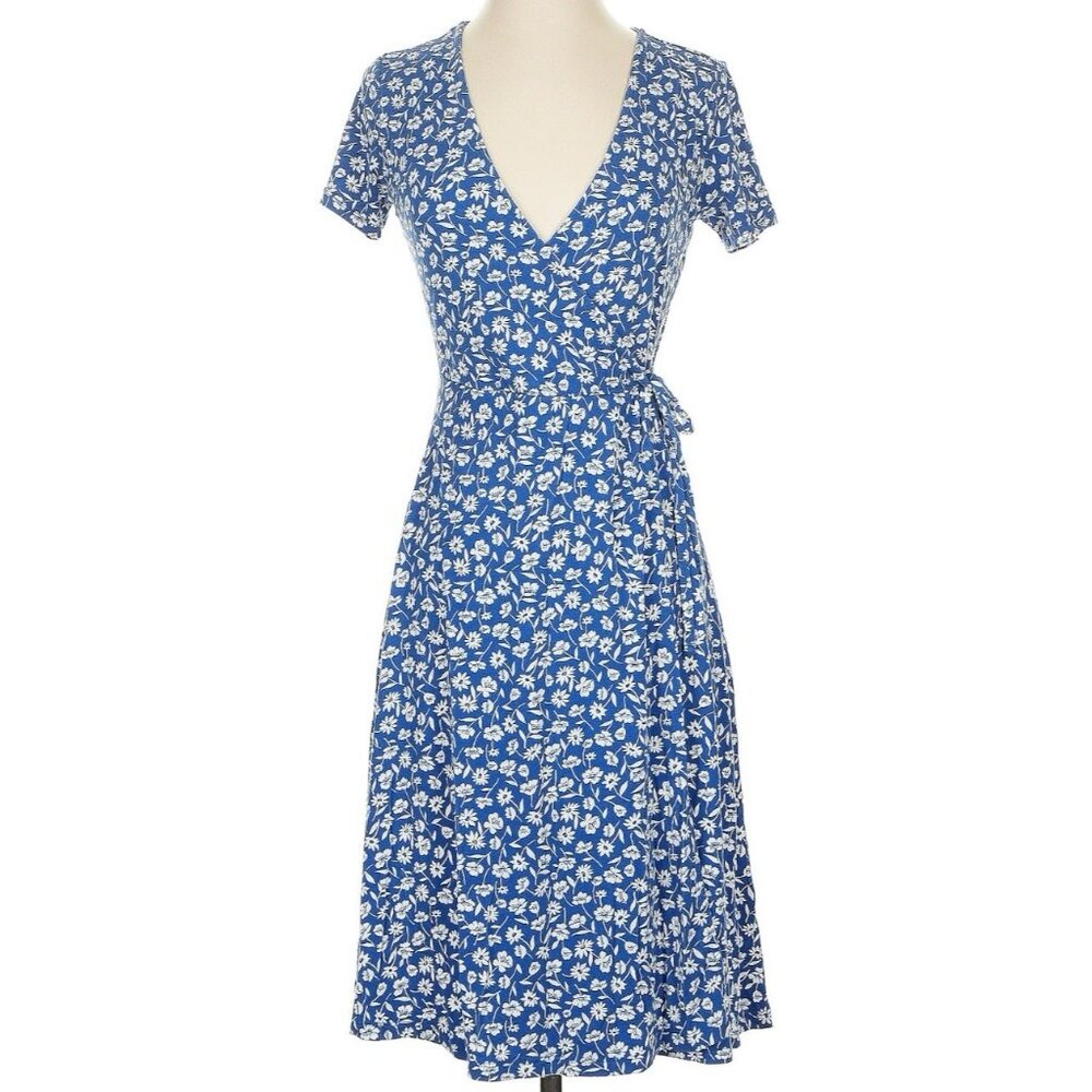 Old Navy Clean Wrap Dress (Sz M) Short Sleeve Knee Length Stretch Casual Travel